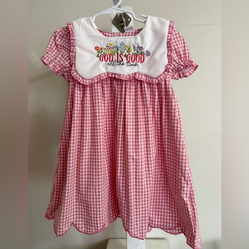 New God is Good All the Time Gingham Dress - Size 4-5